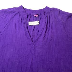 NEW Love TanJane Cotton Gauze Popover Peasant Top Plum Purple USA - Size Small